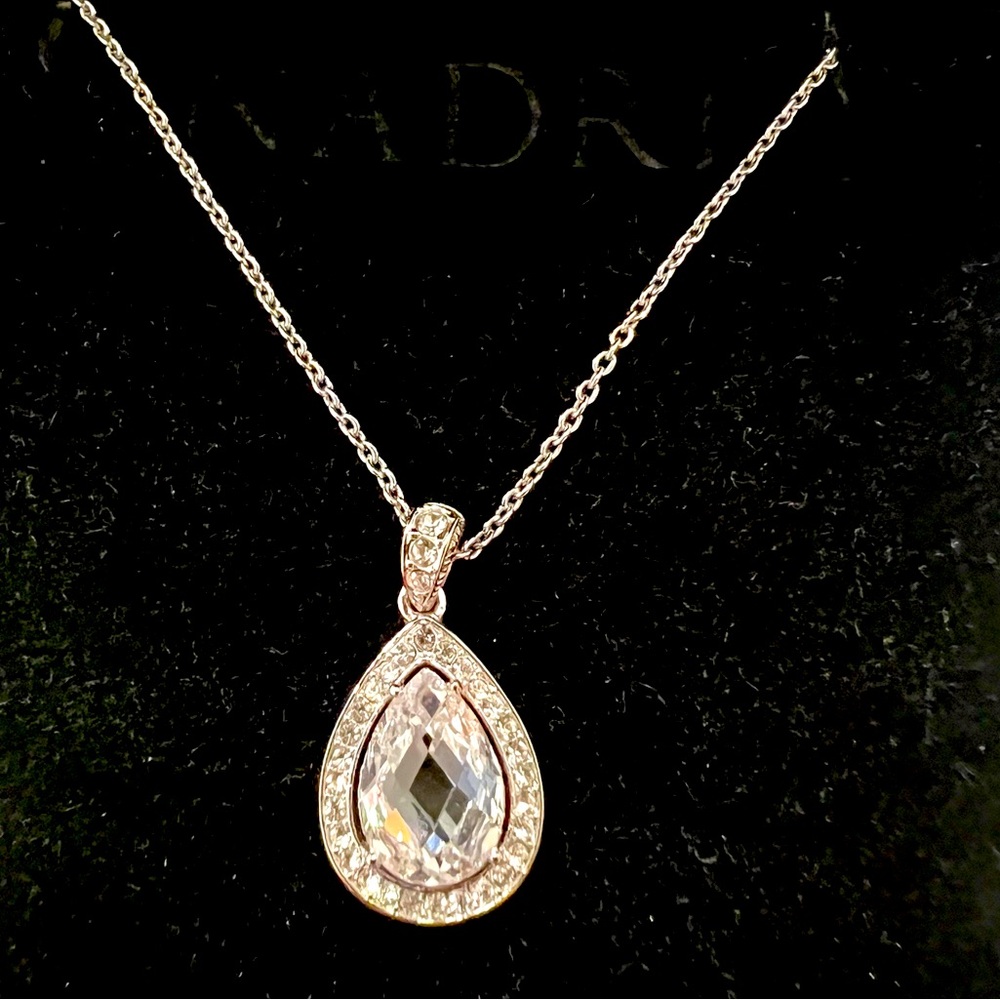 Nadri sterling silver plated crystal drop necklace